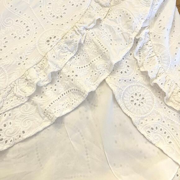 Encantadore Sarong Wrap Skirt Medium Eyelet Embroidered White Coverup Beach Pool - Picture 6 of 16